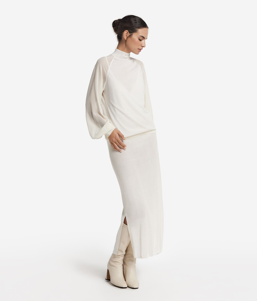 blusa de cachemira ultrafina con inserción de seda