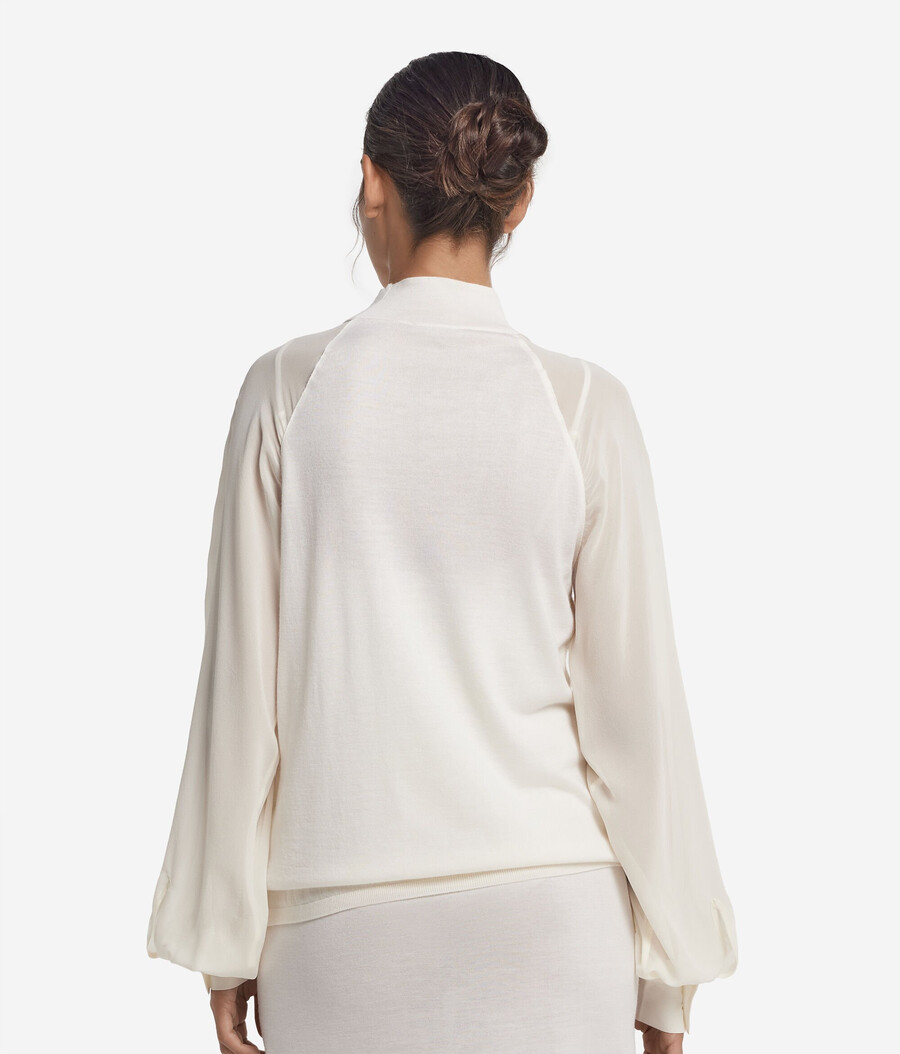 blusa de cachemira ultrafina con inserción de seda