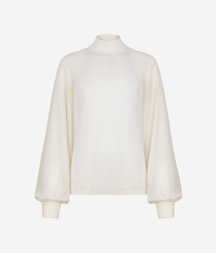 blusa de cachemira ultrafina con inserción de seda