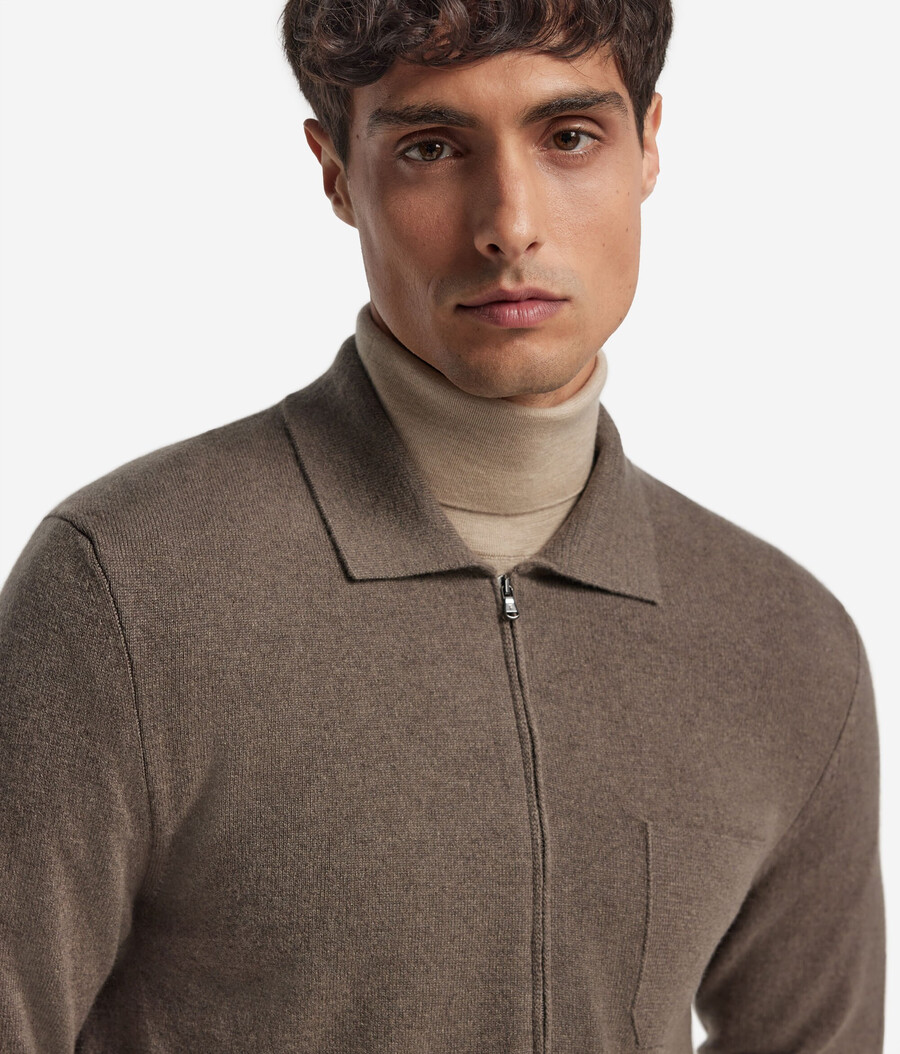 camisa de cachemira ultrasuave con cremallera