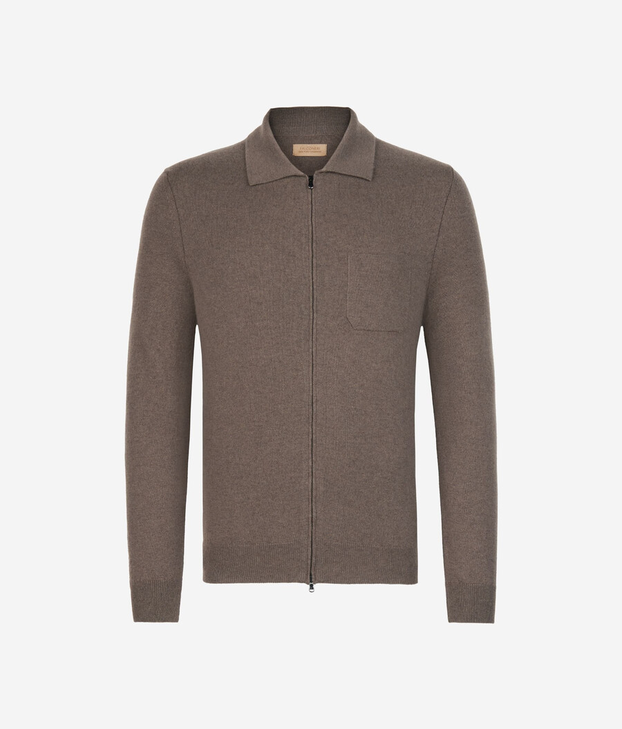 camisa de cachemira ultrasuave con cremallera