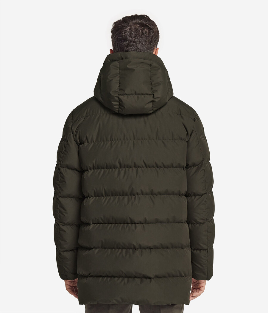 parka de plumas con capucha y forro de cachemira