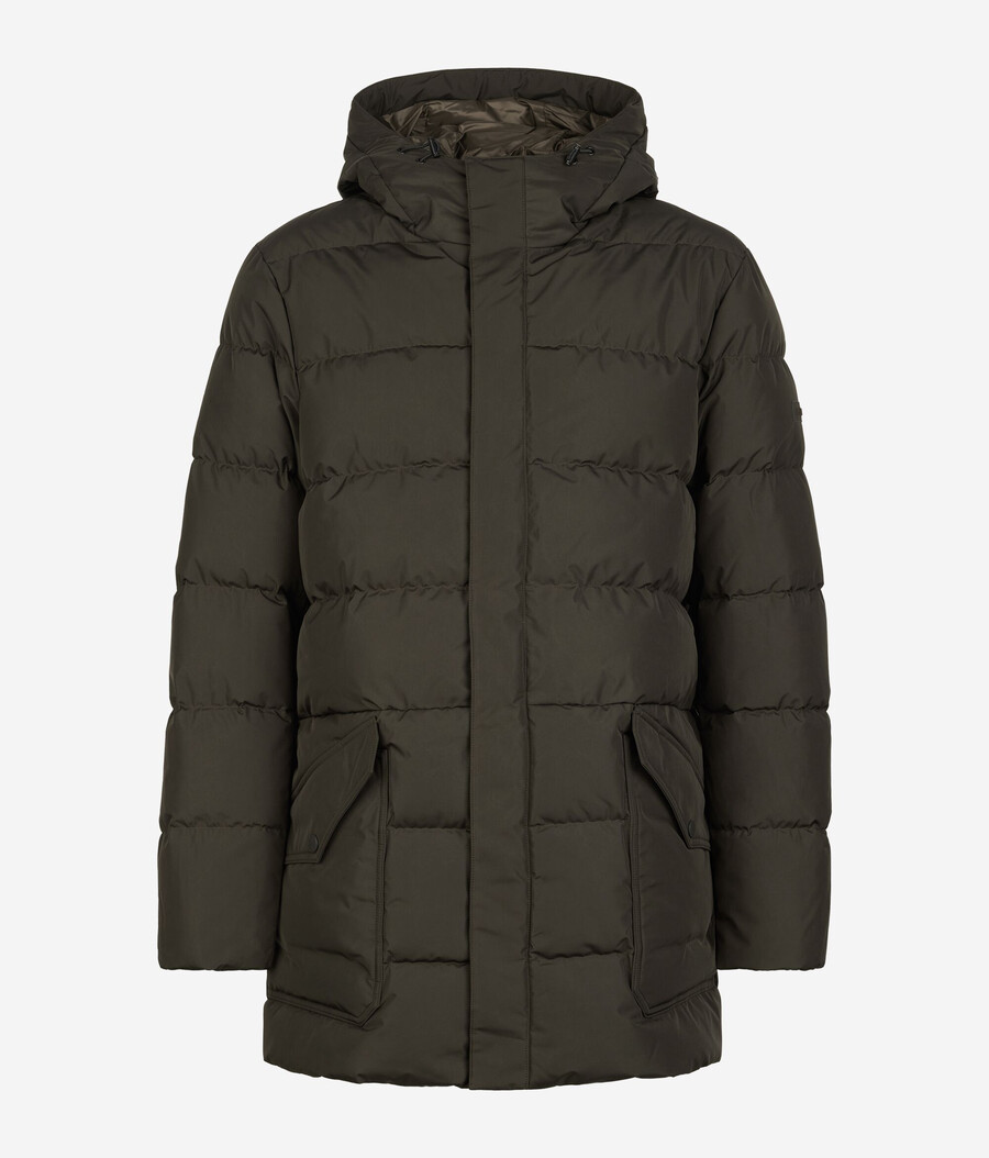 parka de plumas con capucha y forro de cachemira