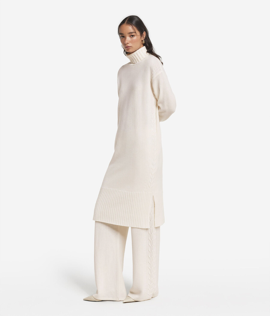 vestido de cachemira ultrasuave con punto trenzado