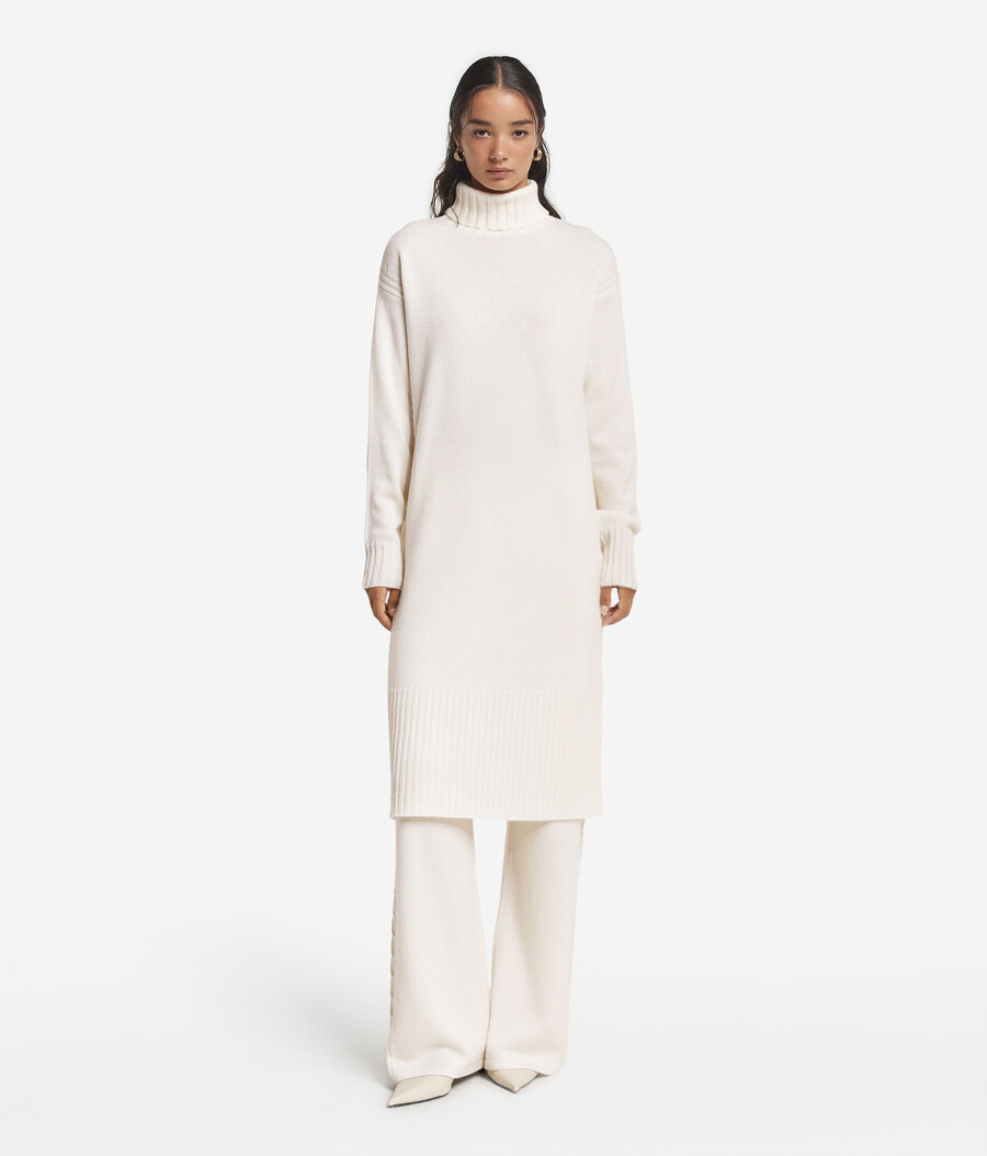 vestido de cachemira ultrasuave con punto trenzado