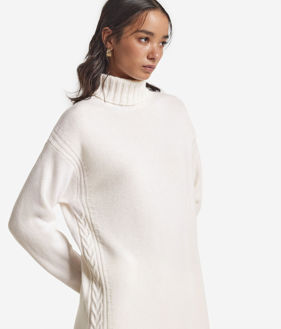 vestido de cachemira ultrasuave con punto trenzado