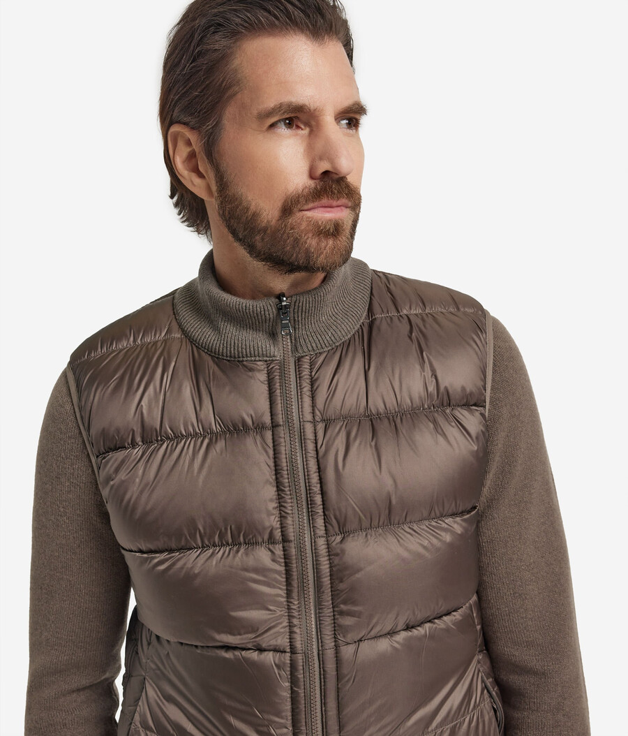 chaleco reversible de plumón de cachemira ultrasuave con punto trenzado