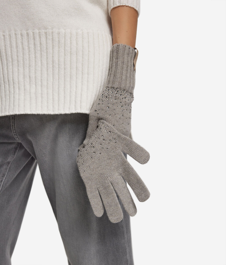 guantes de cachemira con diamantes de imitación