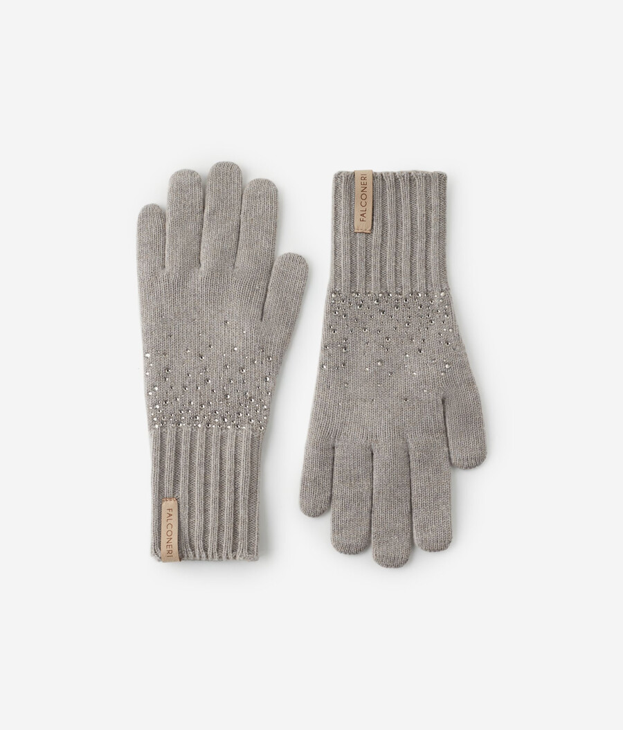 guantes de cachemira con diamantes de imitación