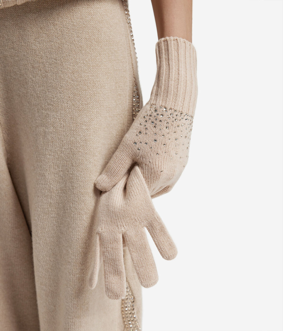 guantes de cachemira con diamantes de imitación