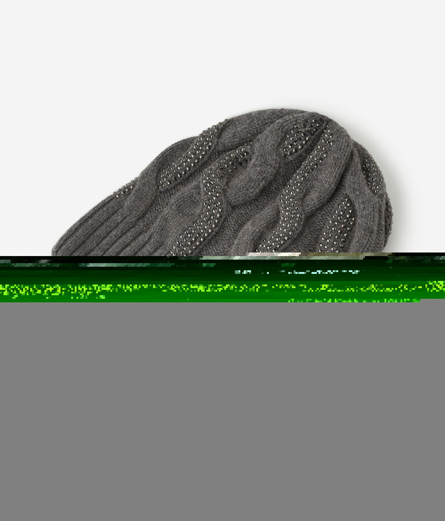 gorro de cachemira ultrasuave con punto trenzado y pedrería