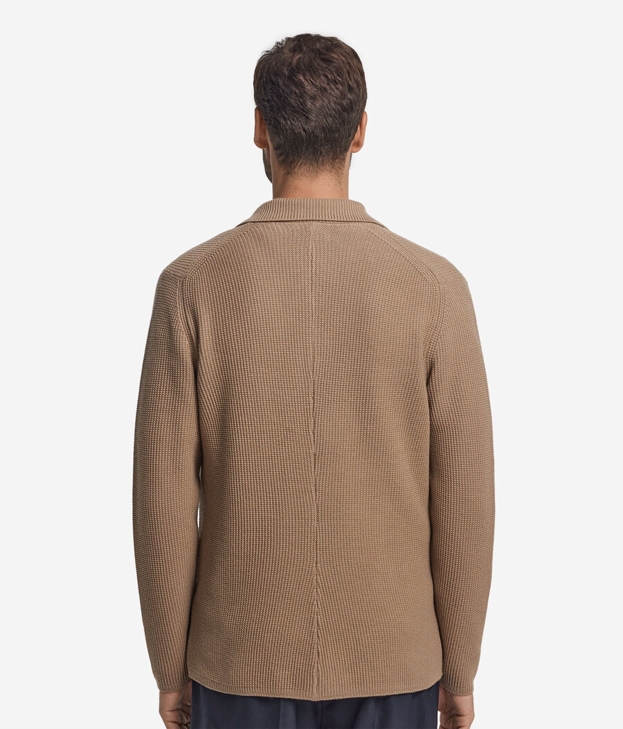chaqueta de lana con punto musgo