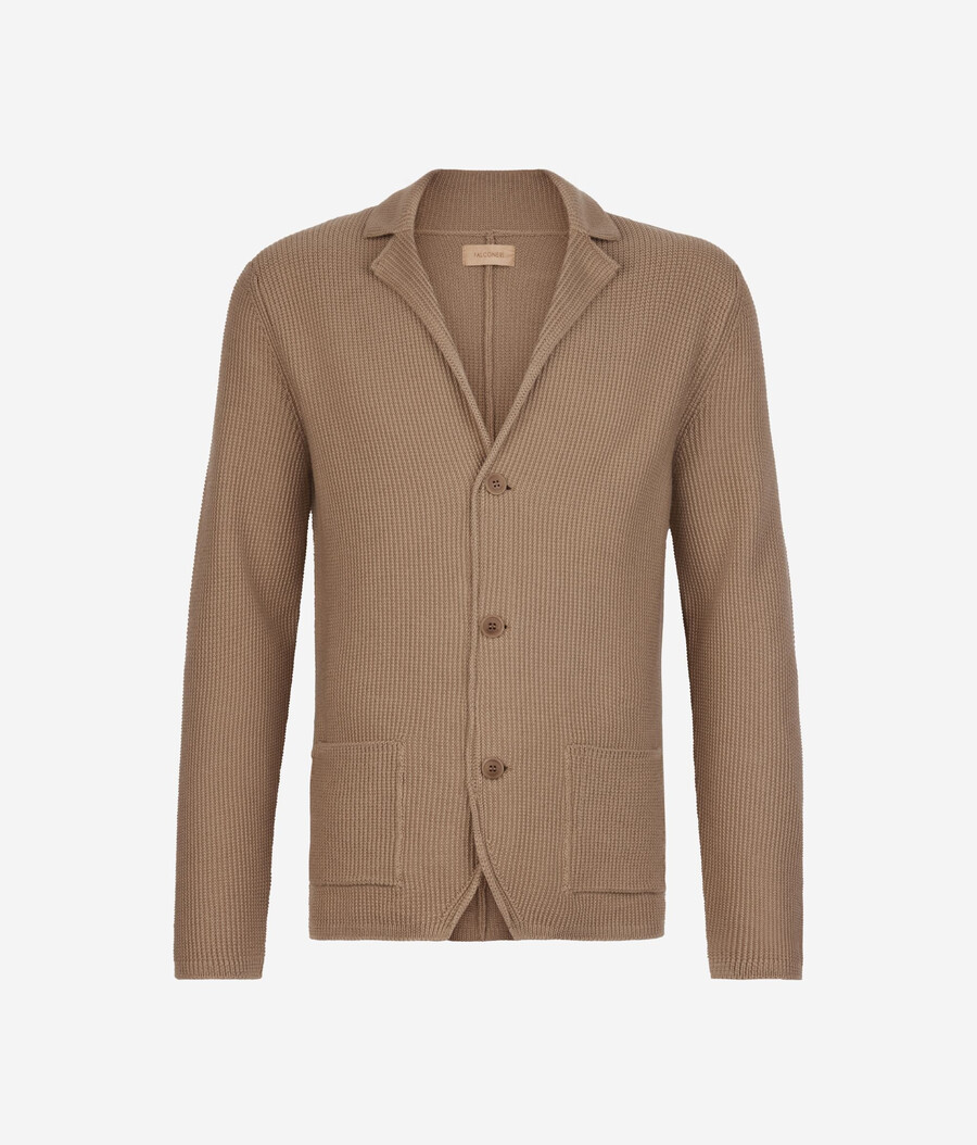 chaqueta de lana con punto musgo