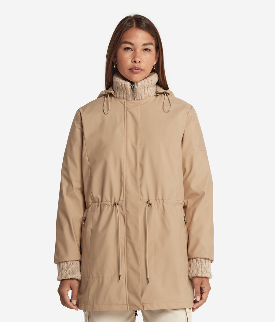 chaqueta técnica reversible con forro de piel de conejo