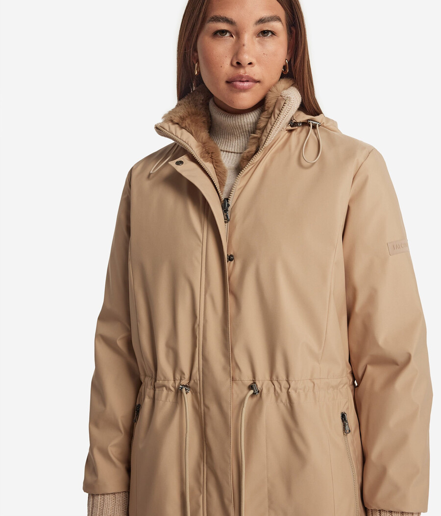 chaqueta técnica reversible con forro de piel de conejo