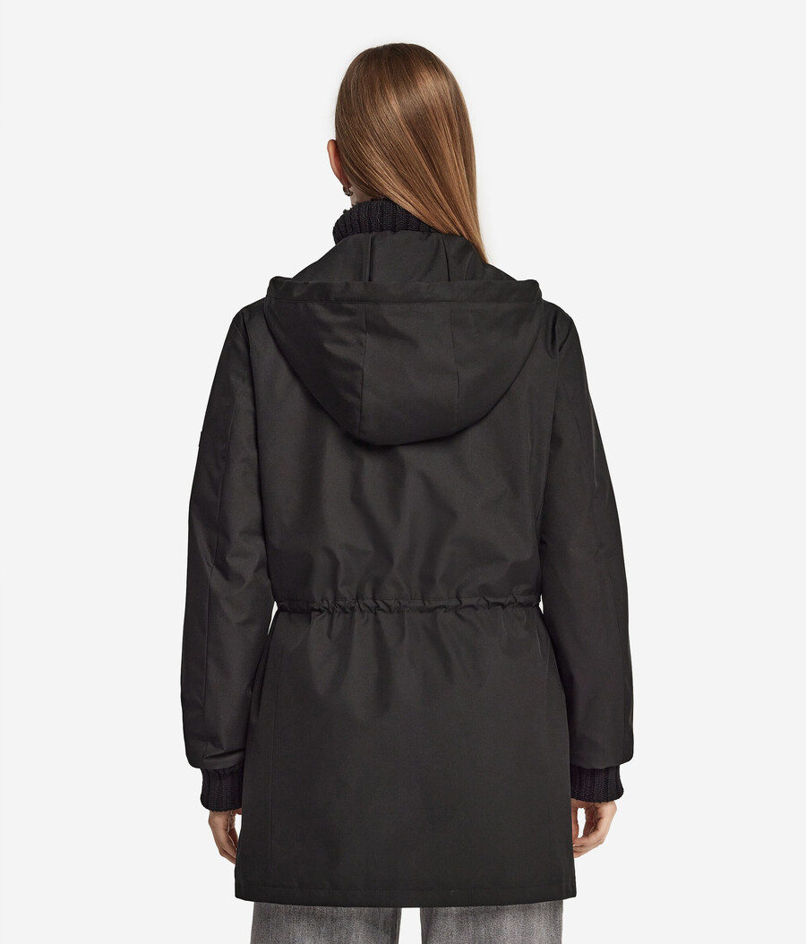 chaqueta técnica reversible con forro de piel de conejo