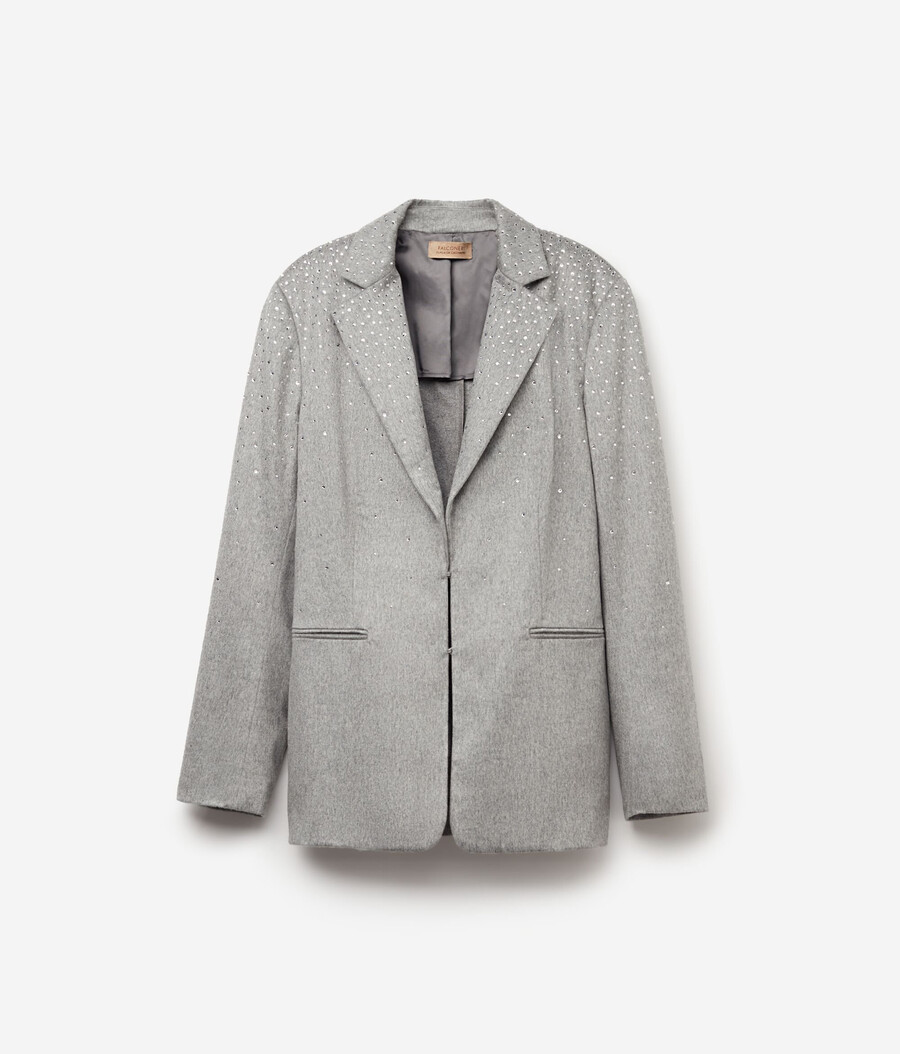 blazer de cachemira con pedrería