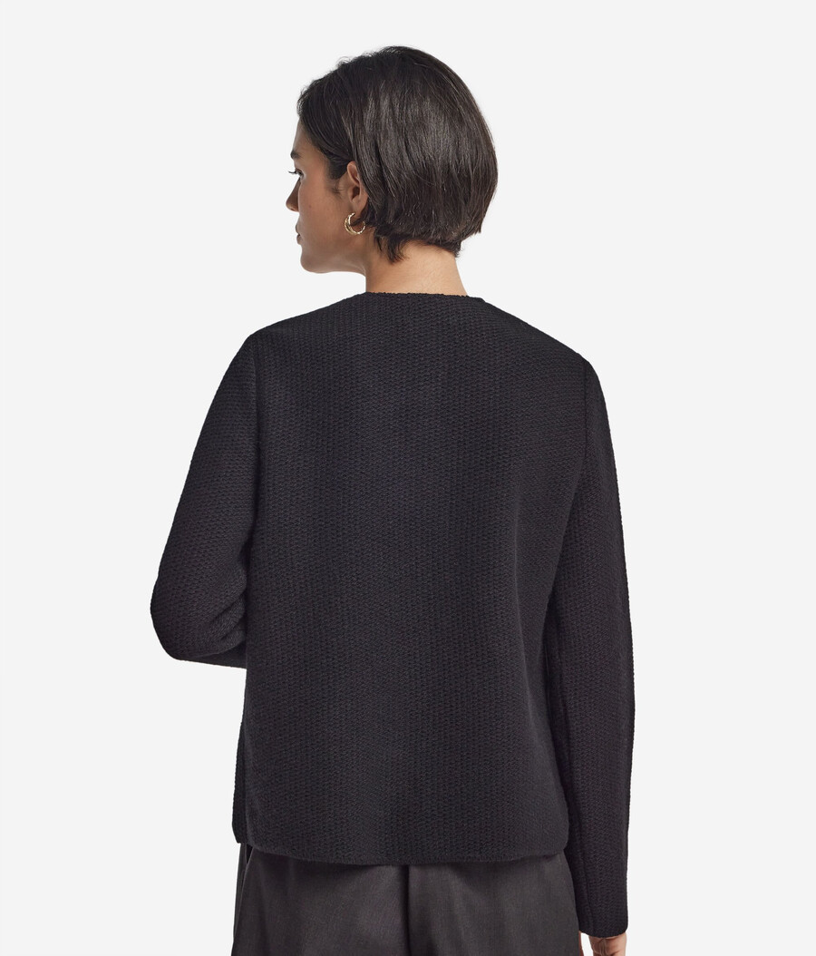 chaqueta de cuello redondo de lana y cachemira