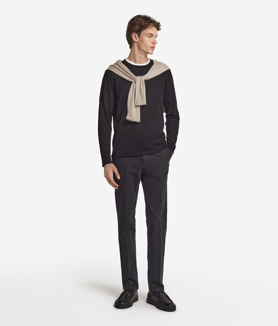 jersey de seda y algodón con cuello redondo