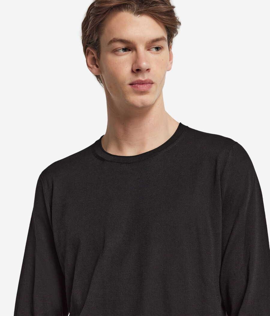 jersey de seda y algodón con cuello redondo