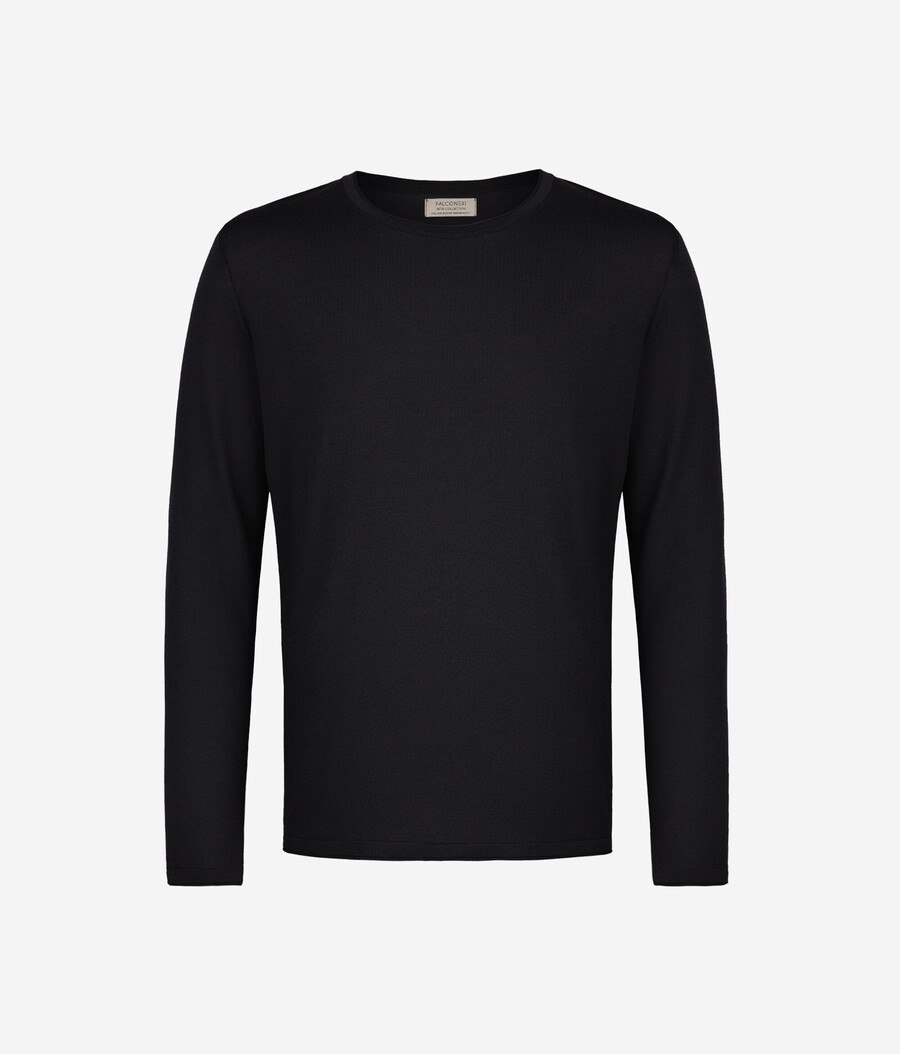jersey de seda y algodón con cuello redondo