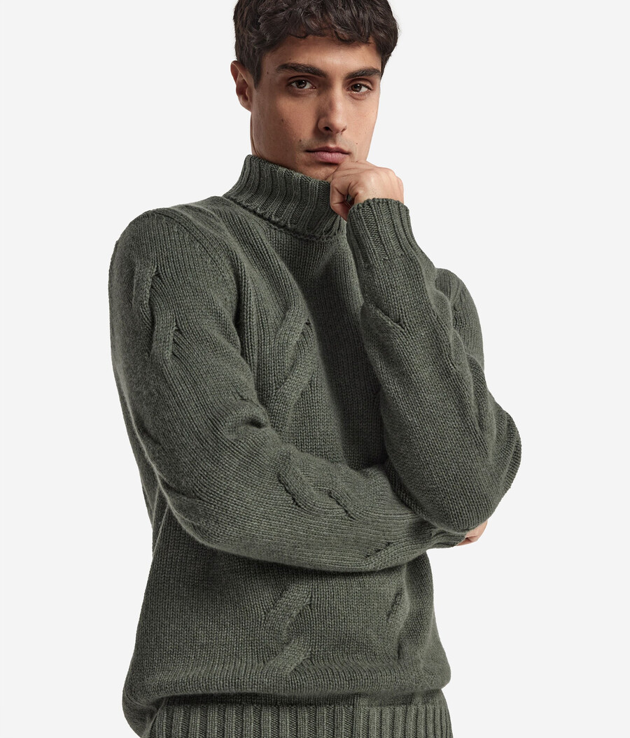 jersey de cuello alto de cachemira con estampado de ochos
