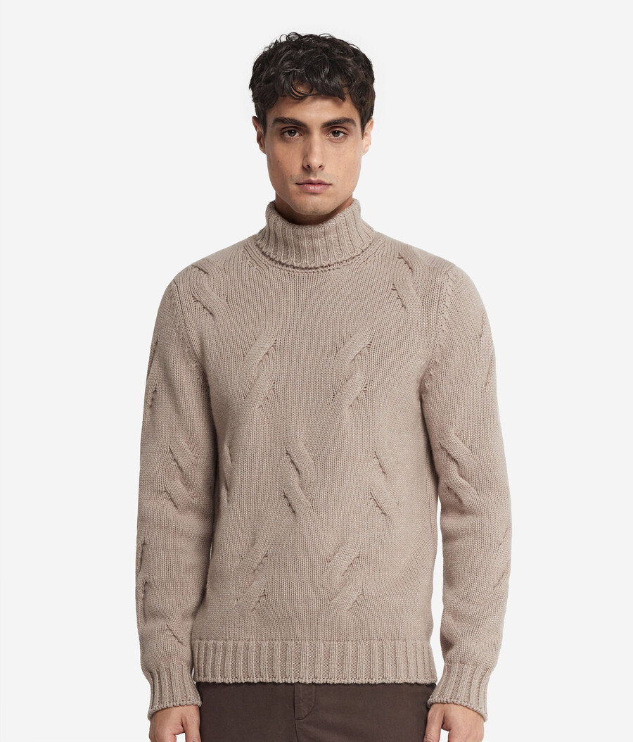 jersey de cuello alto de cachemira con estampado de ochos