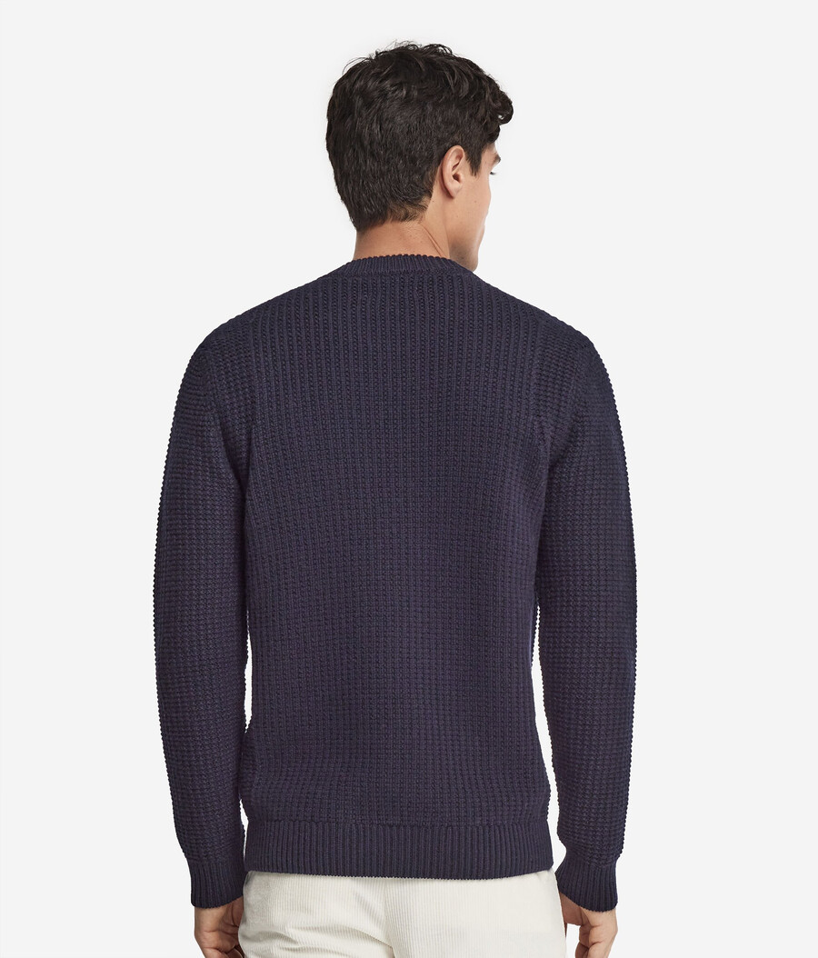 jersey de cuello redondo de cachemira ultrasuave acanalado