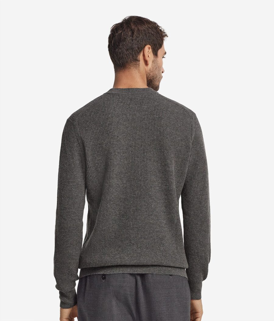 jersey de cuello redondo de cachemira ultrasuave con punto gofre
