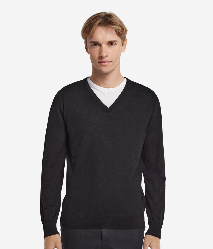 jersey de cachemira ultrafina con cuello en v