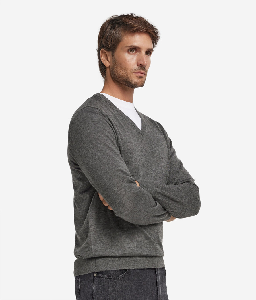 jersey de cachemira ultrafina con cuello en v