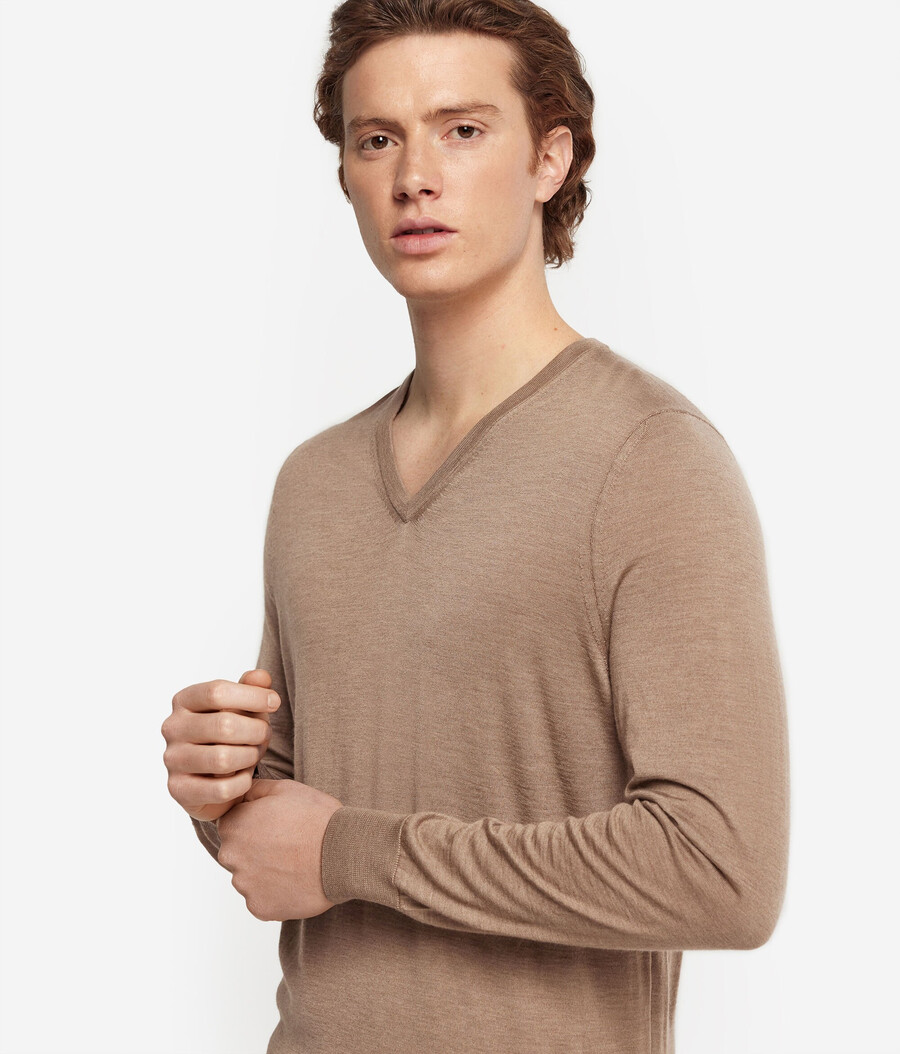 jersey de cachemira ultrafina con cuello en v