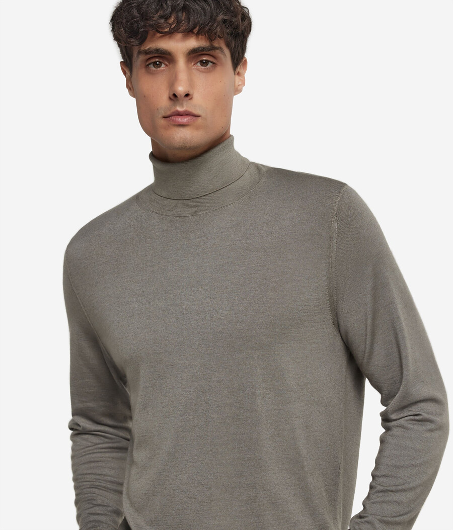 jersey de cuello alto de cachemira ultrafina
