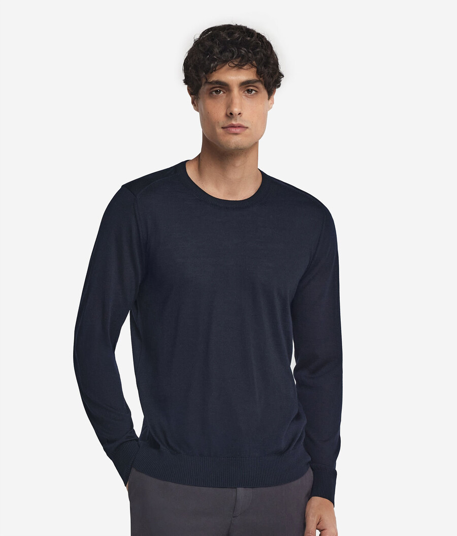 jersey de cuello redondo de cachemira y seda