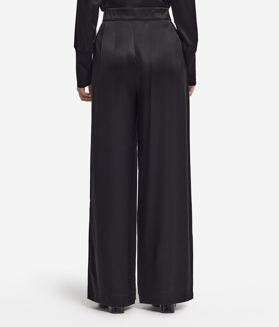 pantalones anchos de satén de seda