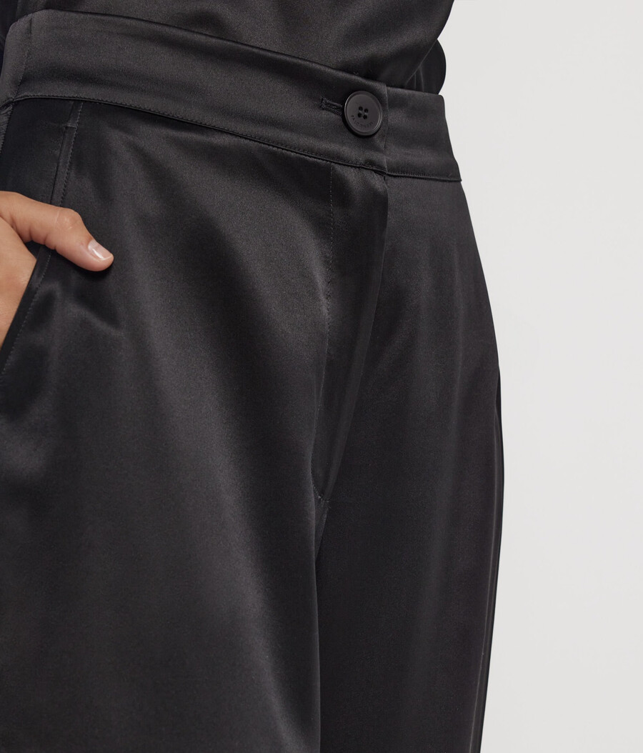 pantalones anchos de satén de seda