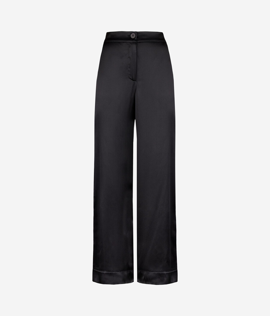 pantalones anchos de satén de seda