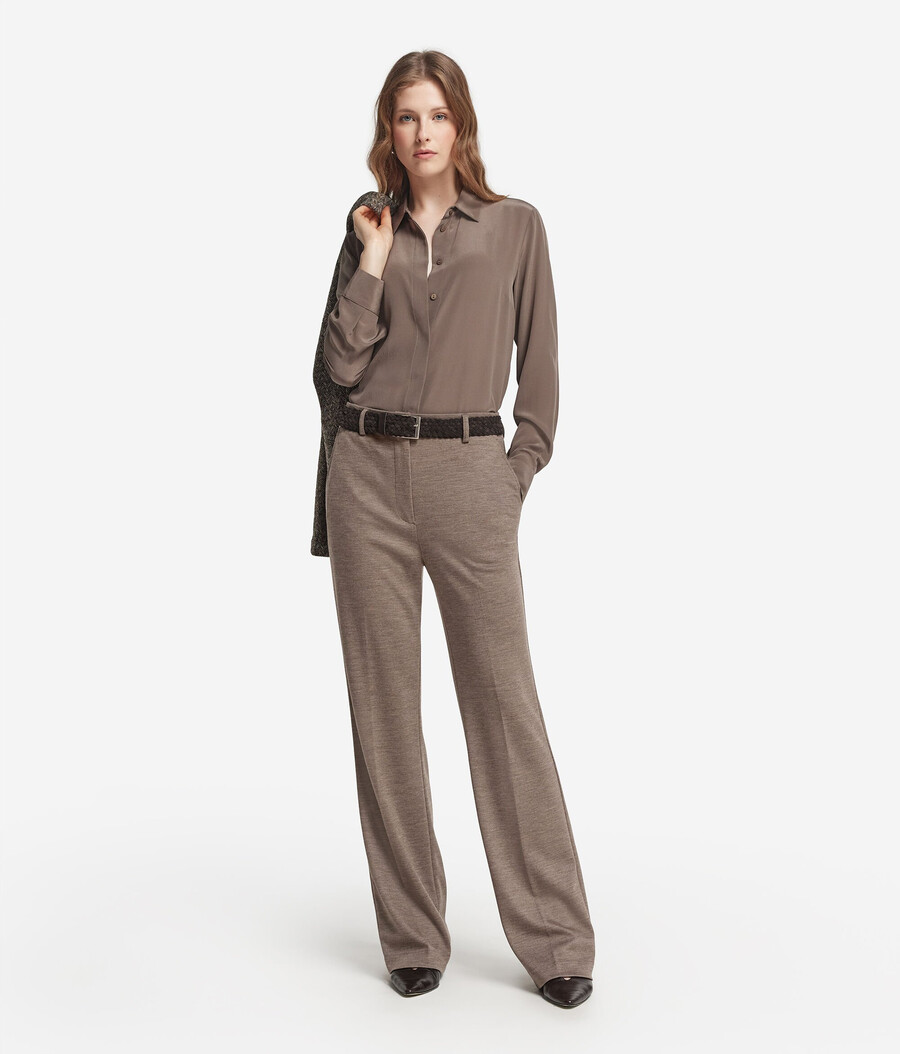 pantalones básicos de jersey de lana