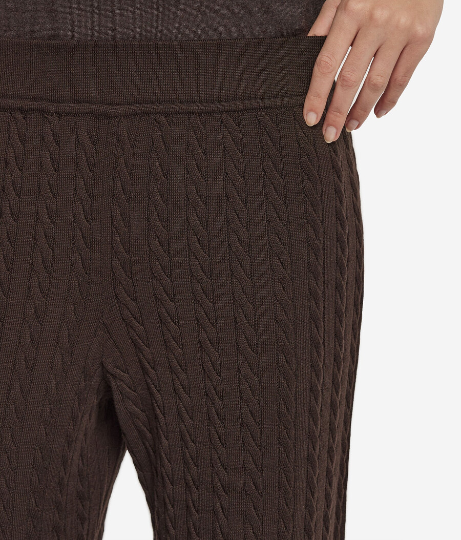 pantalones anchos de punto de cable de lana