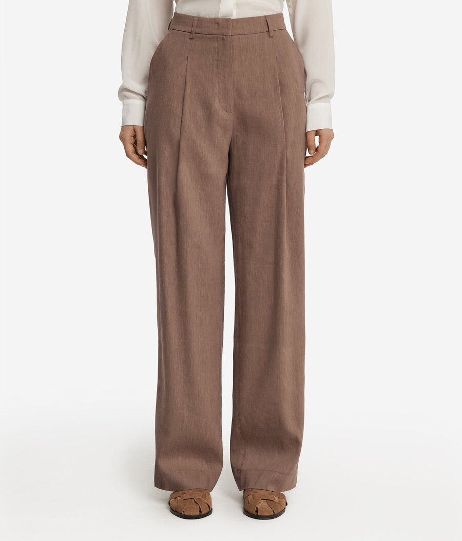 pantalones anchos de lino y viscosa