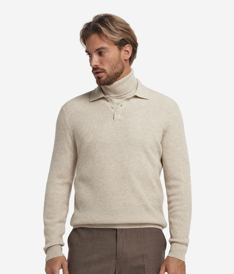polo de cachemira ultrasuave con punto gofre