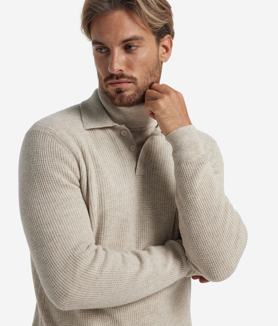 polo de cachemira ultrasuave con punto gofre