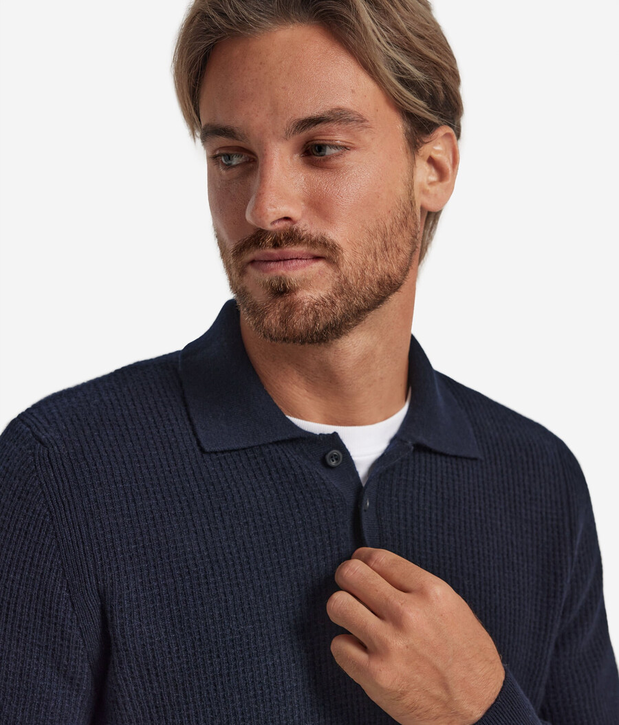 polo de cachemira ultrasuave con punto gofre