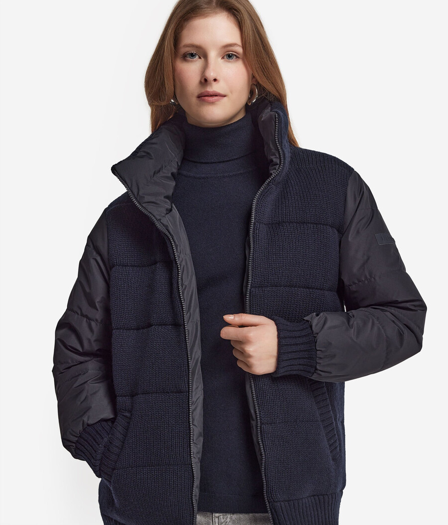 chaqueta de plumón reversible de tricot de cachemira
