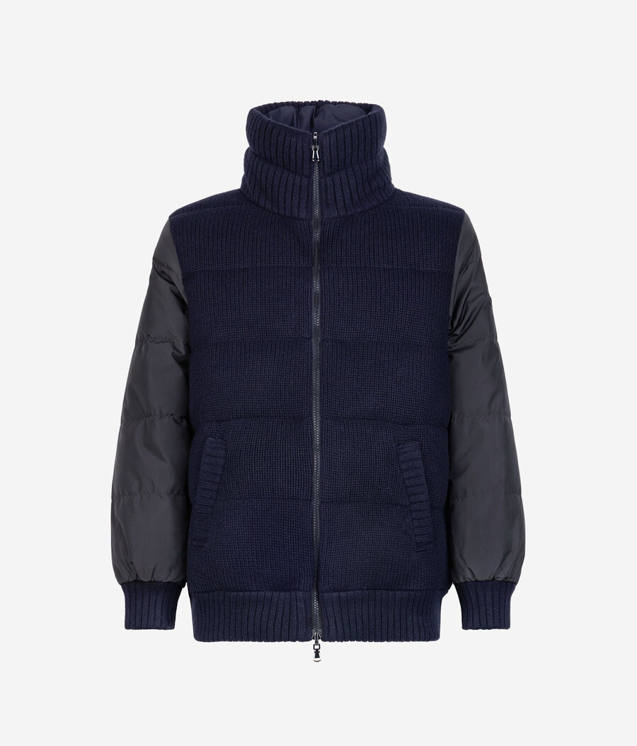chaqueta de plumón reversible de tricot de cachemira