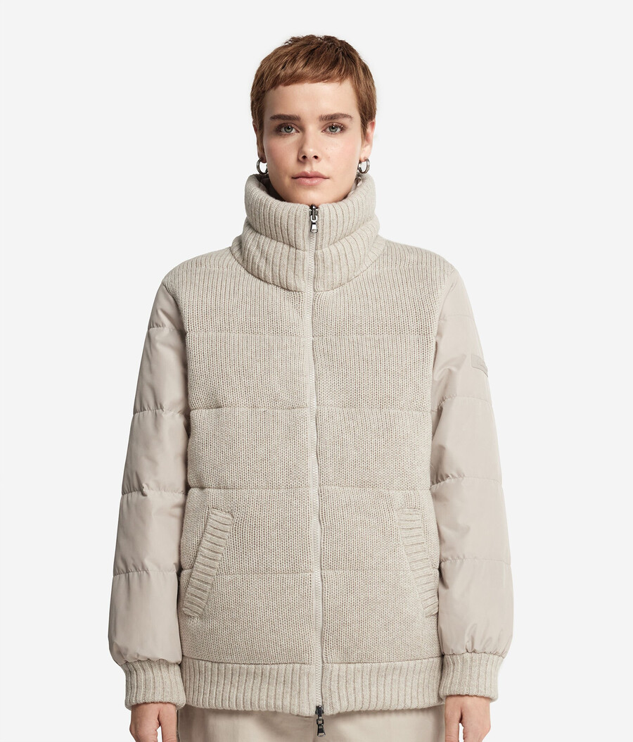 chaqueta de plumón reversible de tricot de cachemira