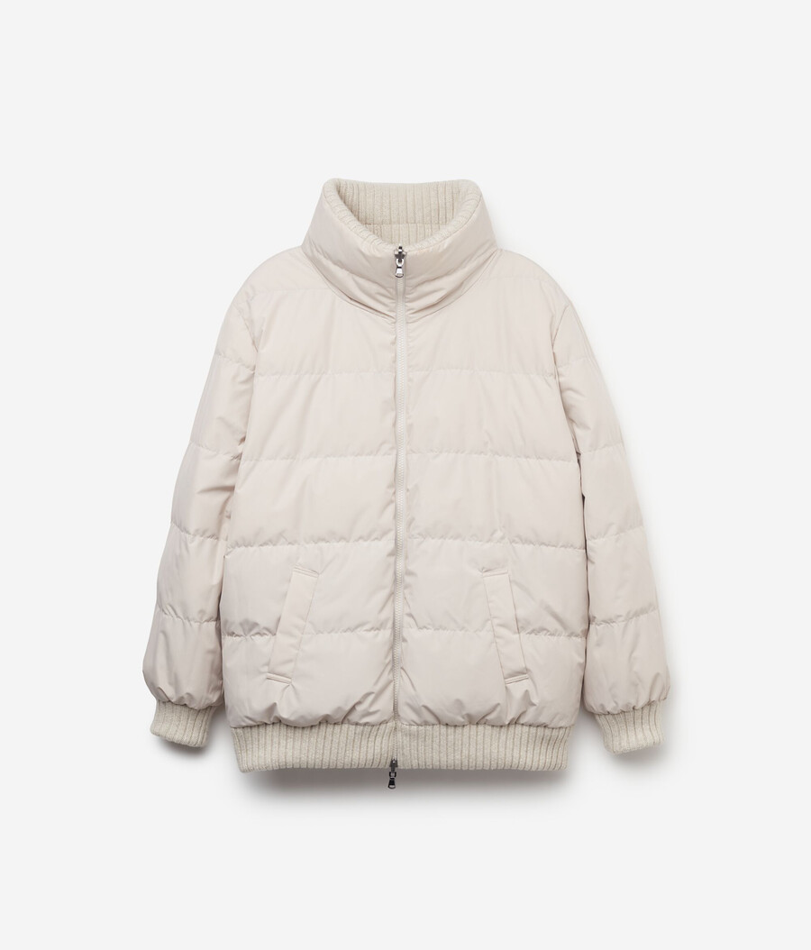 chaqueta de plumón reversible de tricot de cachemira