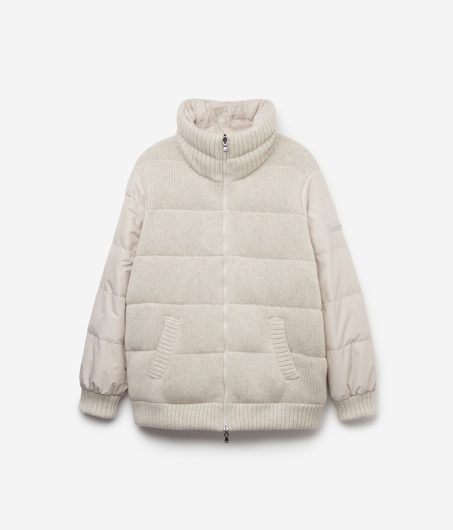 chaqueta de plumón reversible de tricot de cachemira