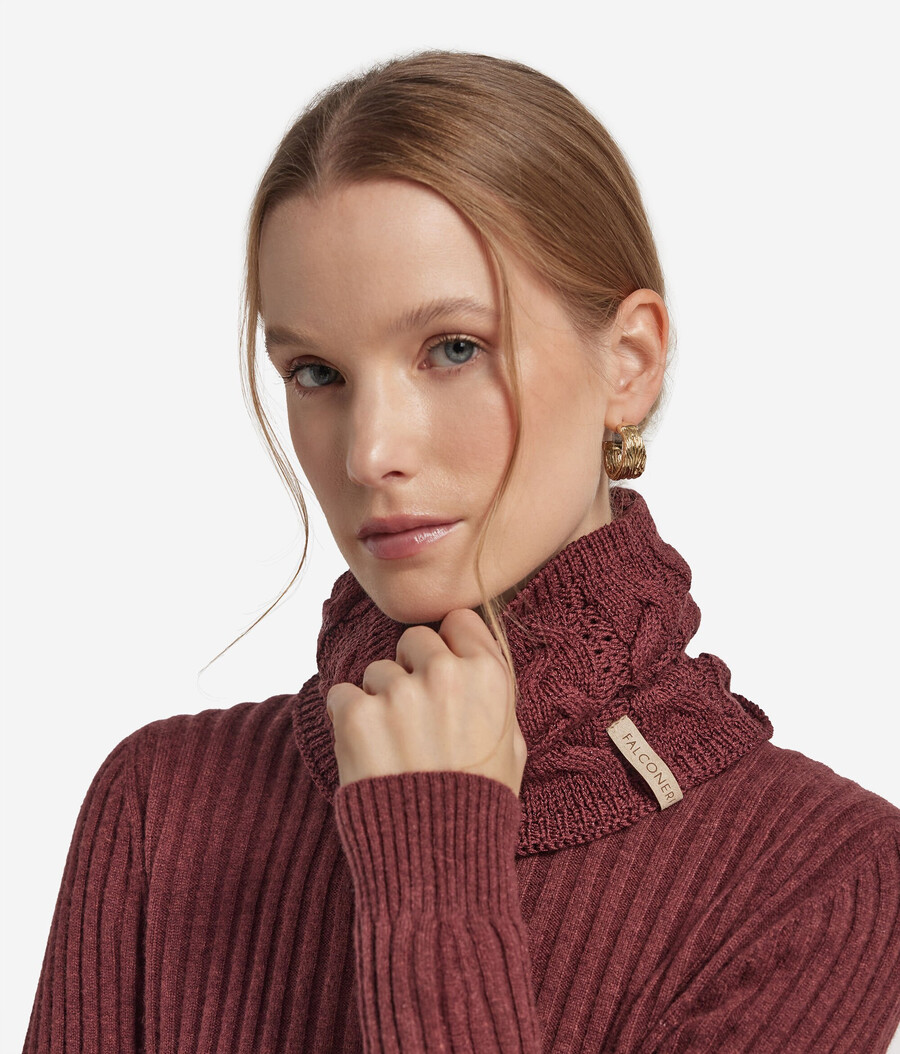 cuello de punto trenzado de lana lamé