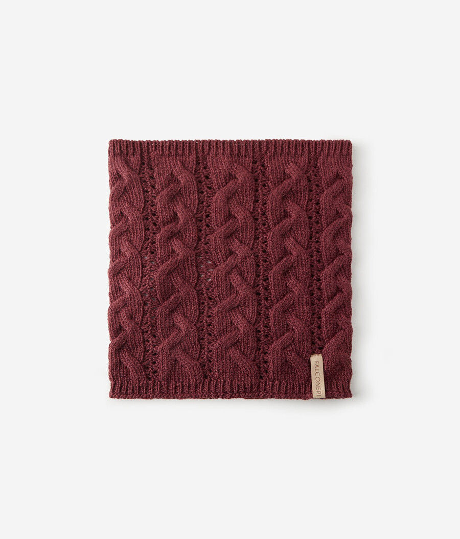 cuello de punto trenzado de lana lamé